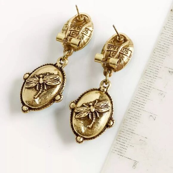 NEW Heidi Daus Blue crystal drop earrings omega stud backs - Picture 2 of 3